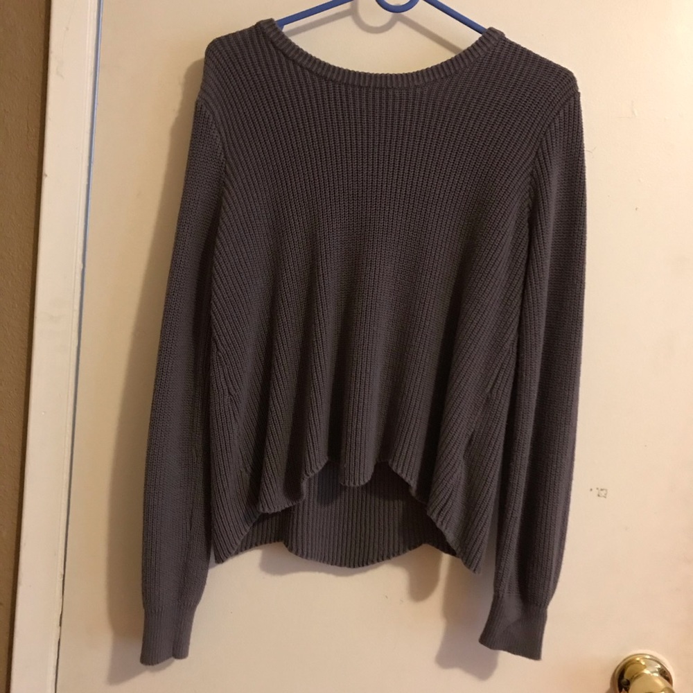 Grey Scallop Hem Sweater